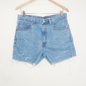 LEVI’S 505 Cutoff Denim Shorts Zipper Front High Rise Size 32